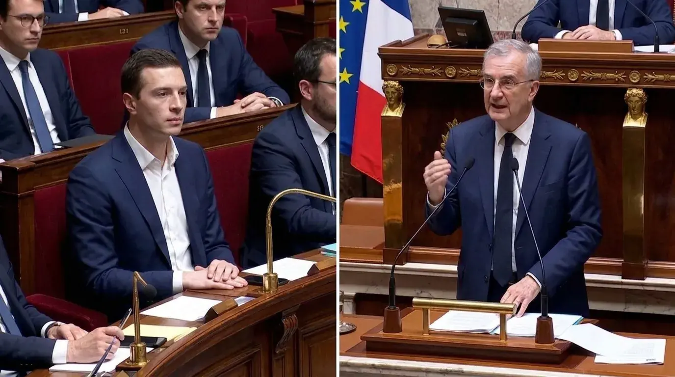 Jordan Bardella et François Villeroy de Galhau lors de l'audition à l'Assemblée nationale.